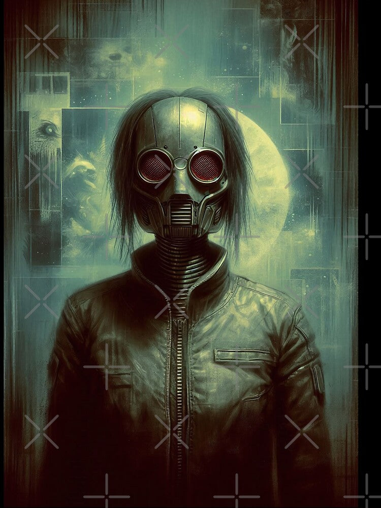 Cyberpunk Gas Masked Character – Futuristic Dystopian Artwork by MarinaFila