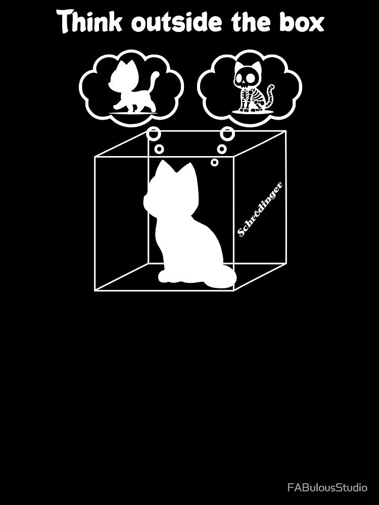 Schrödinger's cat, think outside the box, quantum mechanics, physics by FABulousStudio