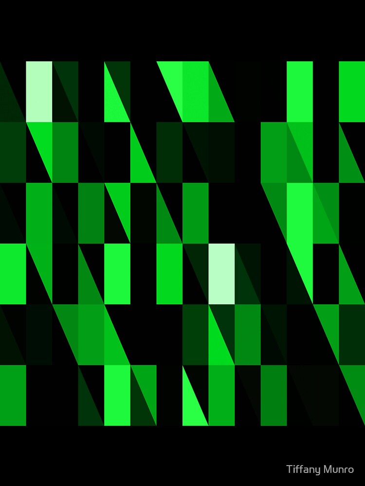 Lime Green Matrix Glitch Art Geometric Abstract by Tiffany Munro