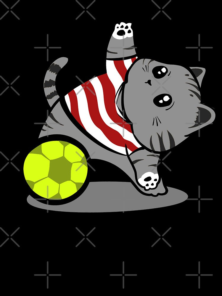 World Cup Cat – Cute grey Kitten Illustration with American costume football by arivirus