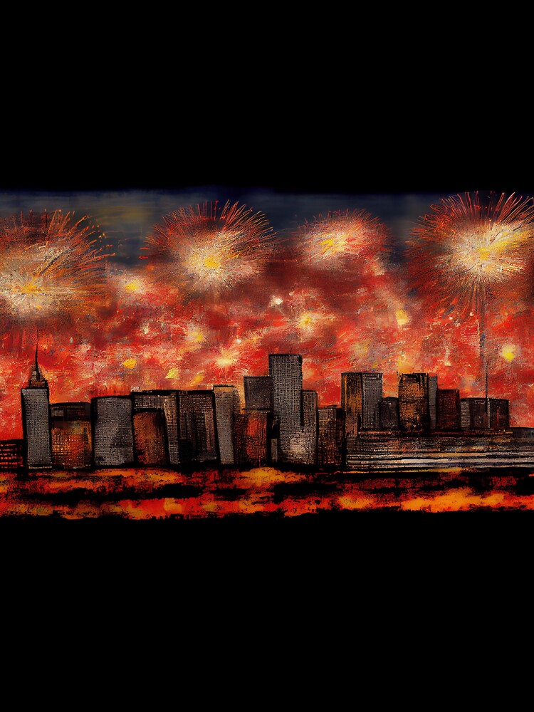City skyline and firework by LonelyKraken