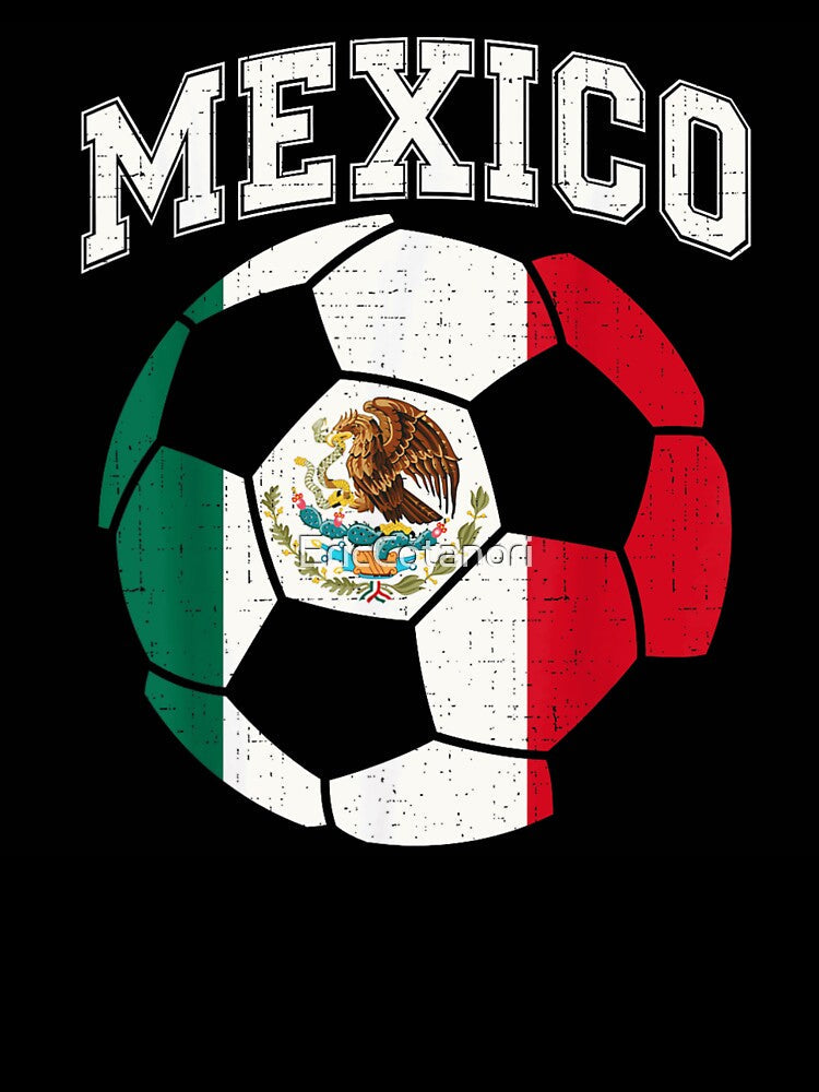 Vintage Distressed Mexico Soccer Ball National Flag Football Sports Fan Merch by EricCotanori