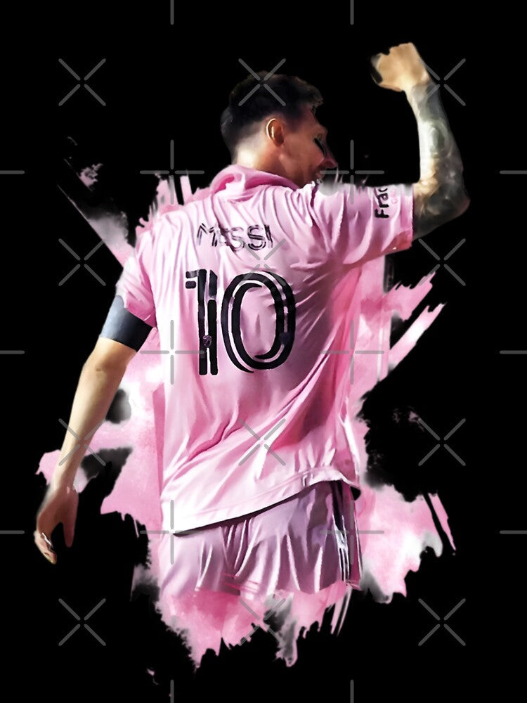 Messi Inter Miami Celebration Art – Football Legend in Pink Jersey by robyclub