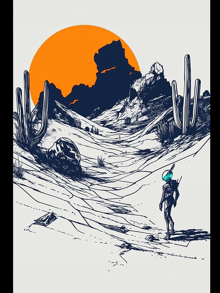 Wanderer of the Neon Dunes – Sci-Fi Desert Exploration by TeesAndSass
