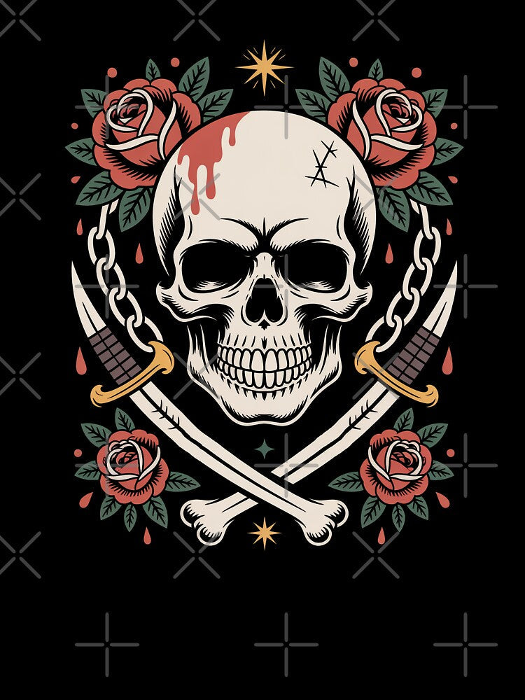 Skull and Crossbones Roses Pirate Style Skull Lover Gift by Say It With Ink