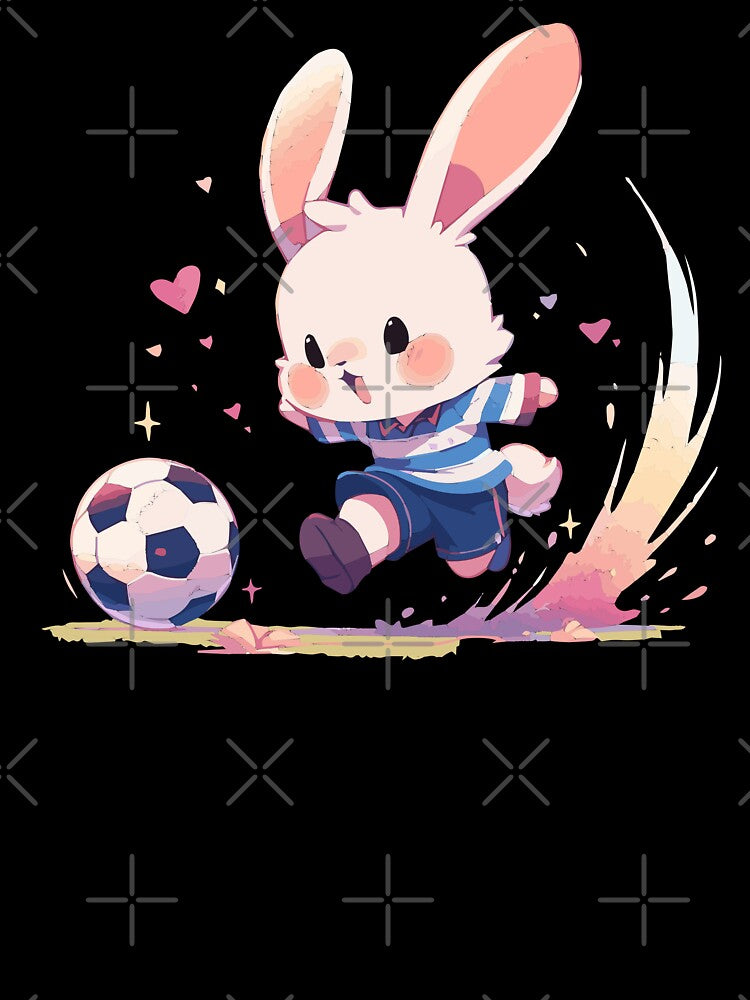 Energetic rabbit loving football by etherElric