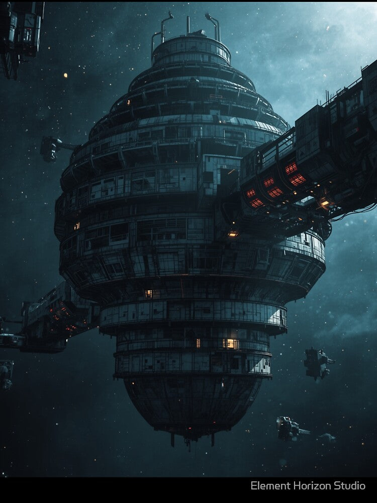 Ashfall Files | Orbital Station Exterior | Noir Sci-Fi Space Station Art by Element Horizon Studio