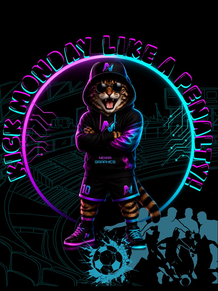 Kick Monday Like a Penalty Funny Soccer Cat by nexargraphics