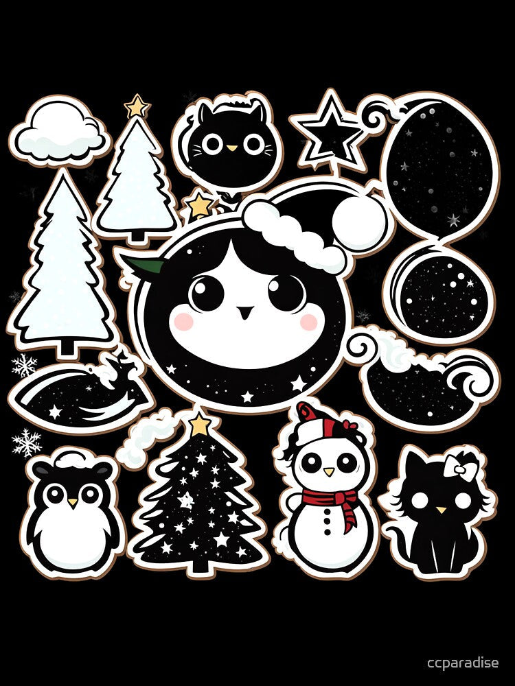 Cute Goth Babies Holiday Goth Christmas Sticker Set by Earth Nature Creations