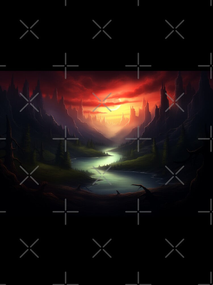 Dark Fantasy Landscape - Red Sunset by Fantasy Masterpiece