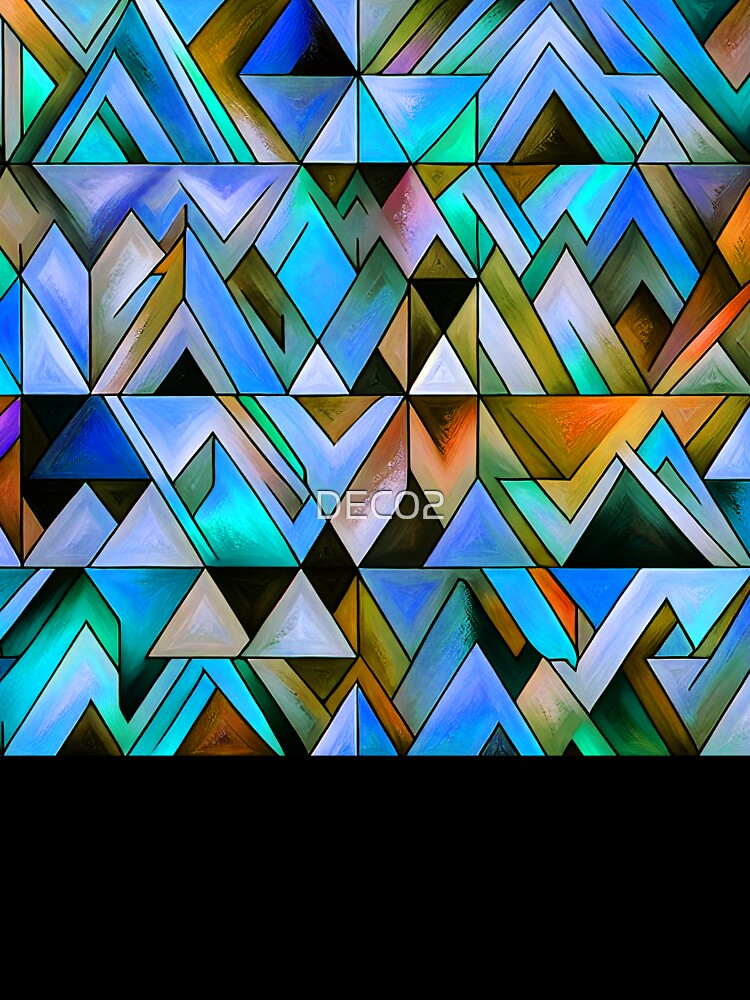 Boho Geometric Shapes In Blue, Green And Earthtone by DEC02