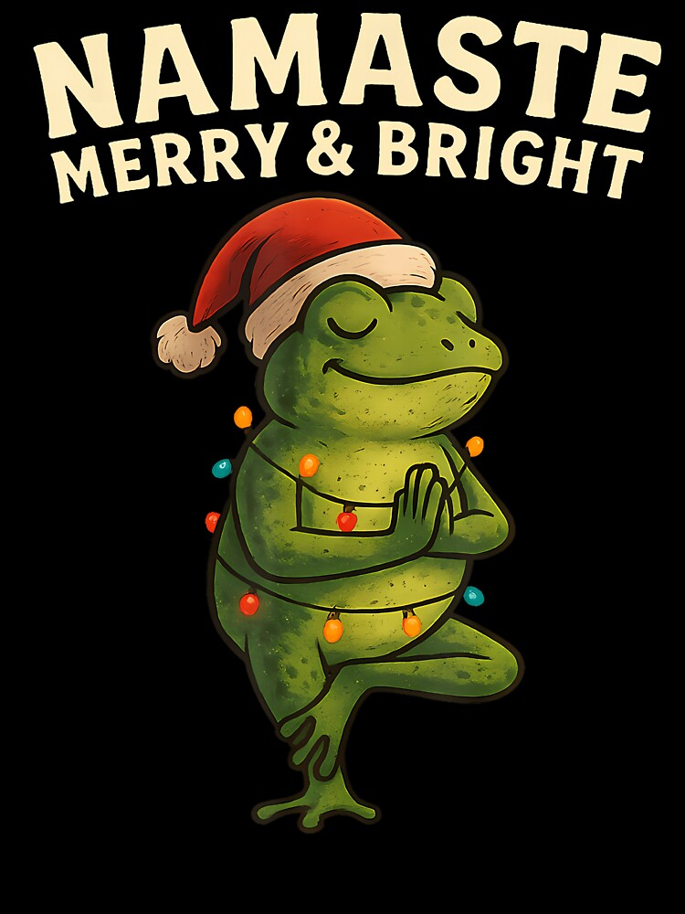Funny Yoga Frog Christmas Lights Namaste Holiday Vibes by ConnieDora