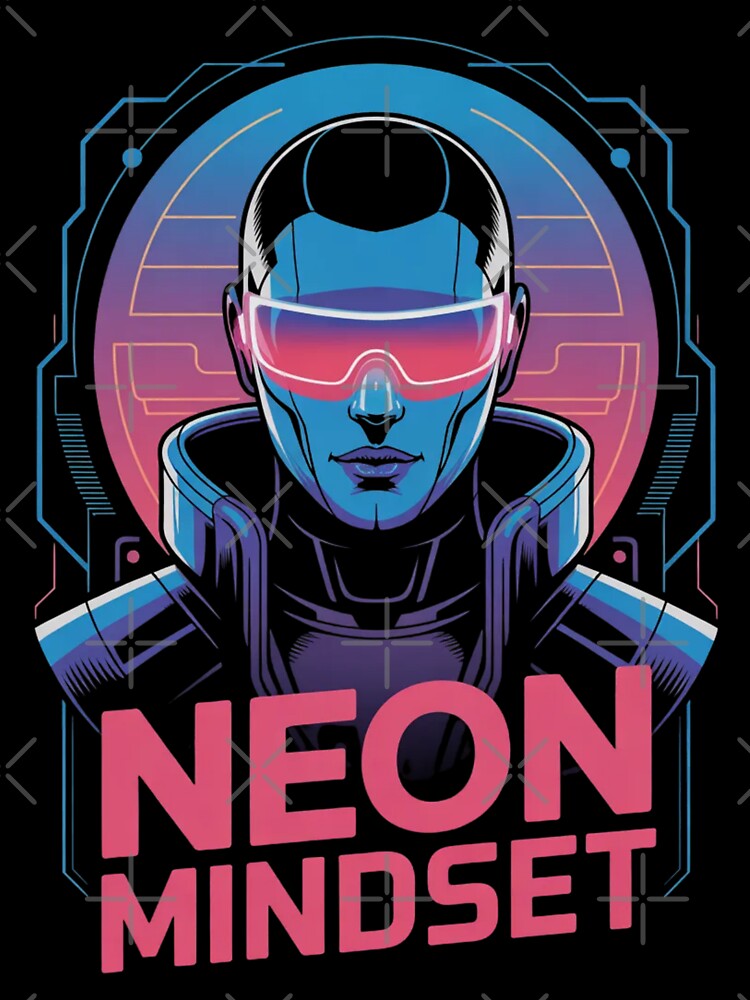 Neon Mindset – Cyberpunk Minimalist Line Art Vector | Futuristic Sci‑Fi Design by Design_Your_Day