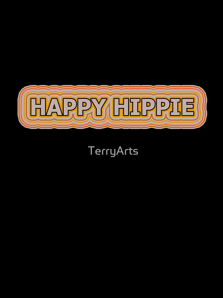 Happy Hippie Words Earthy Tones Hippie Vibes Retro Lines 3 of 4 by Beachy
