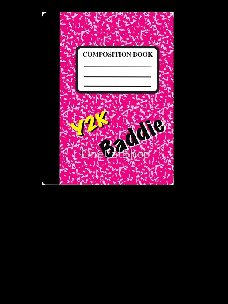 Y2K Baddie Yellow and Pink Composition Book Sticker Year 2000 Baddie Sticker by OneCatShop