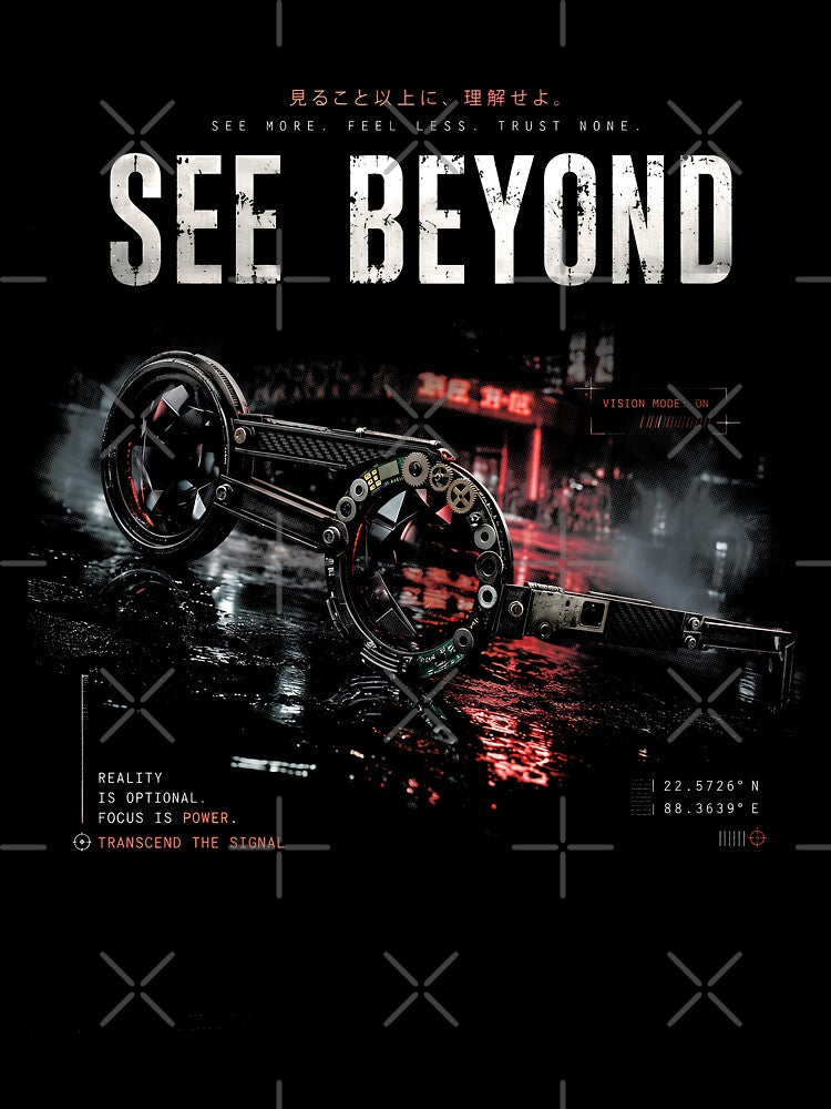 Cyberpunk Techwear Goggles See Beyond Black Streetwear T-Shirt by IXM_CREATION