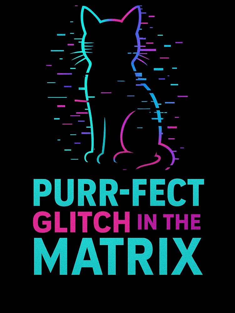Purr-fect Glitch in the Matrix Cat Animal Funny Pun by TroyTheTerrific