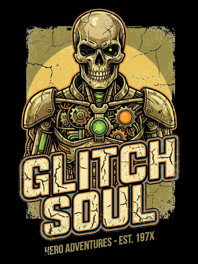 Glitch Soul – Retro Cyberpunk Skeleton Hero Art by Thaivi Design