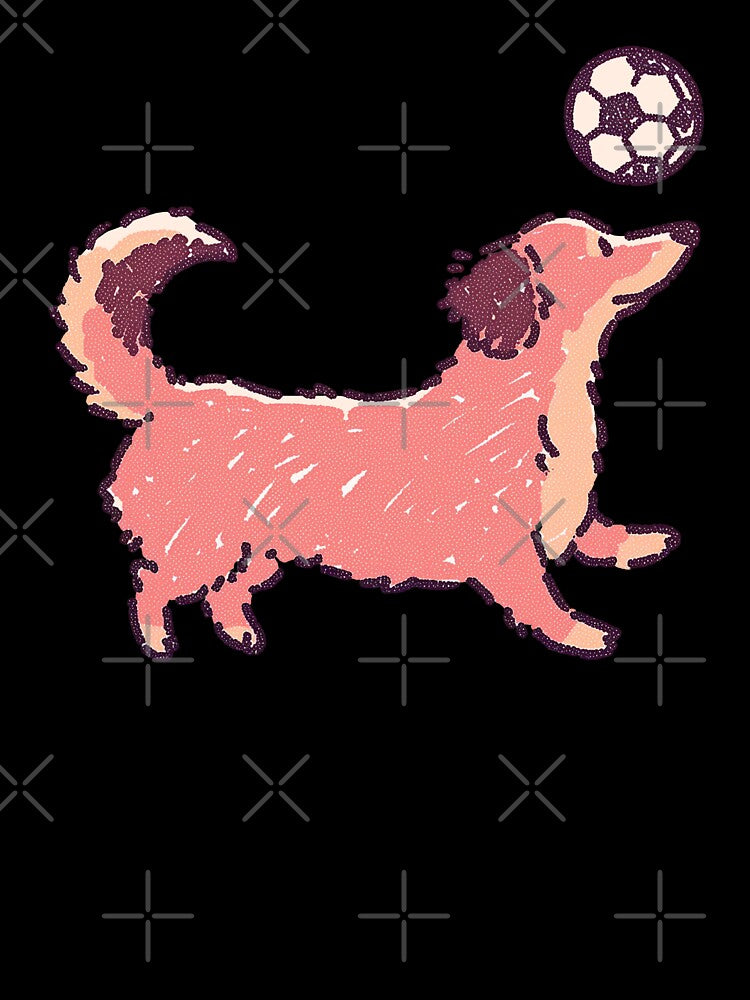 Soccer Football Dachshund, playful textured halftone illustration by Magnificent Lizard