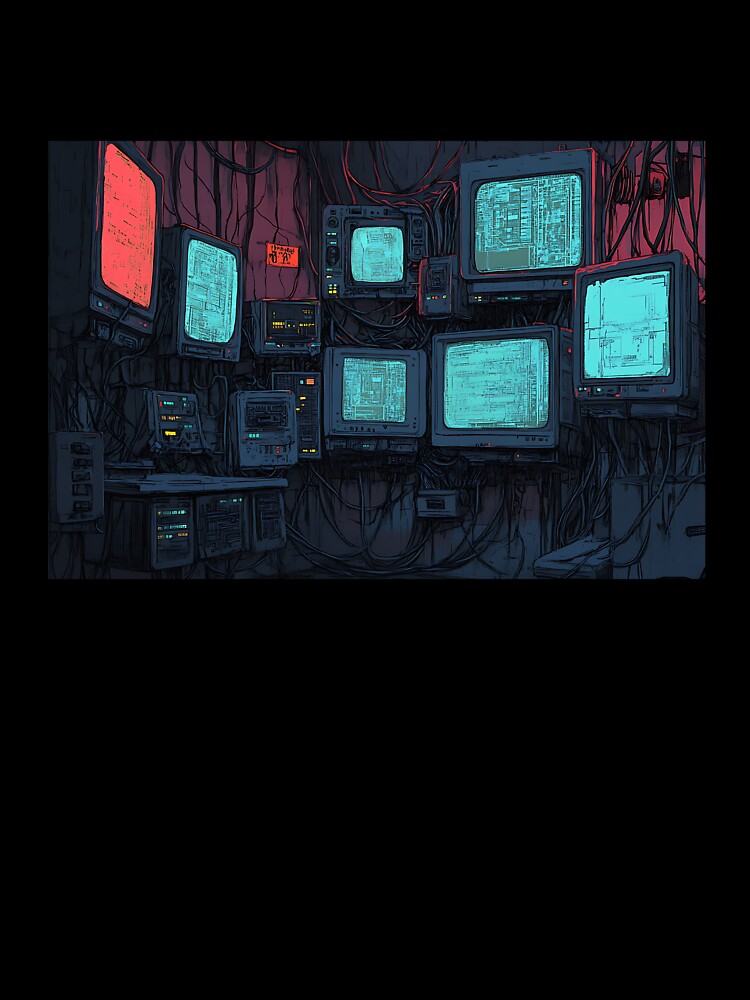 Cyberpunk Art: Hacker's Neon Den by bapupa