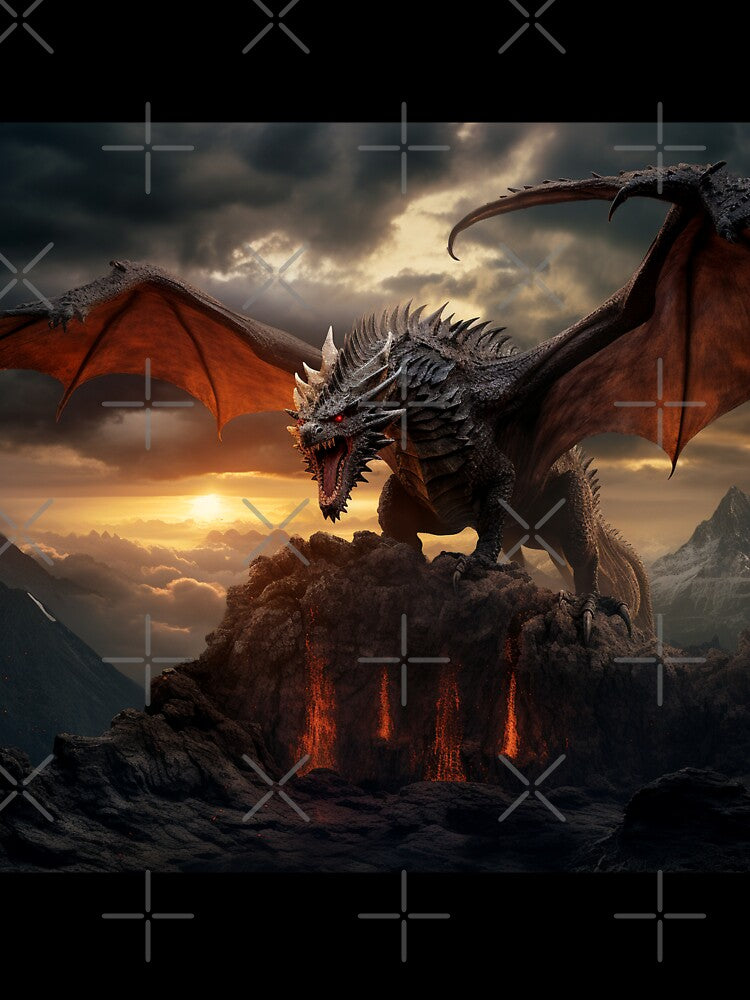 Dark Fantasy Landscape - Roaring Red Dragon by Fantasy Masterpiece