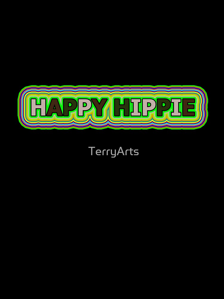 Happy Hippie Words Hippie Vibes Retro Lines 3 of 4 by Beachy