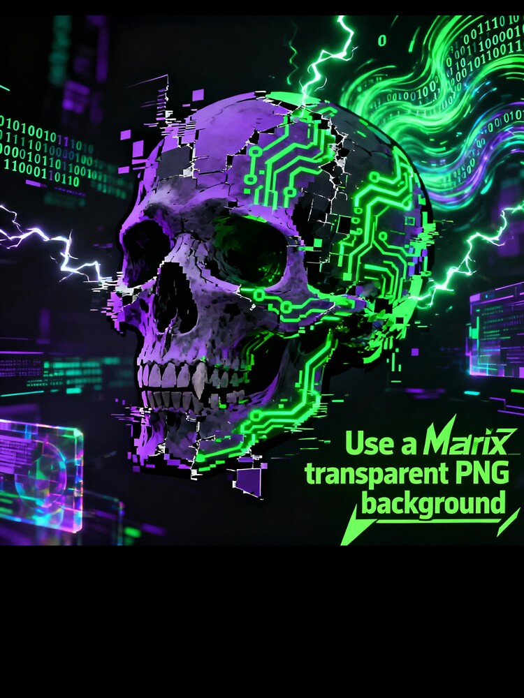 Matrix Glitch Skull by PixelStyle Studio
