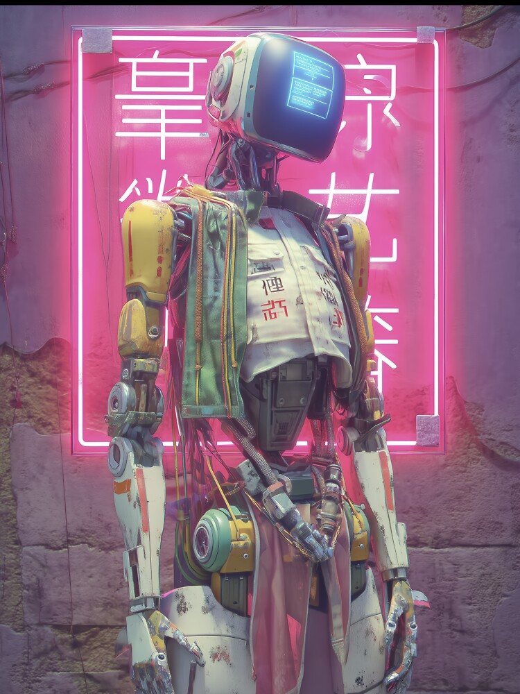 Neon Chrome Sentinel by Retro Type