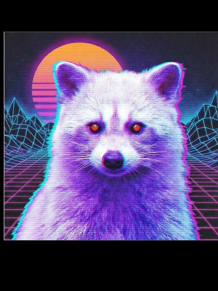 Cyberpunk Glitch Albino Raccoon by ThirdEyeDesign1