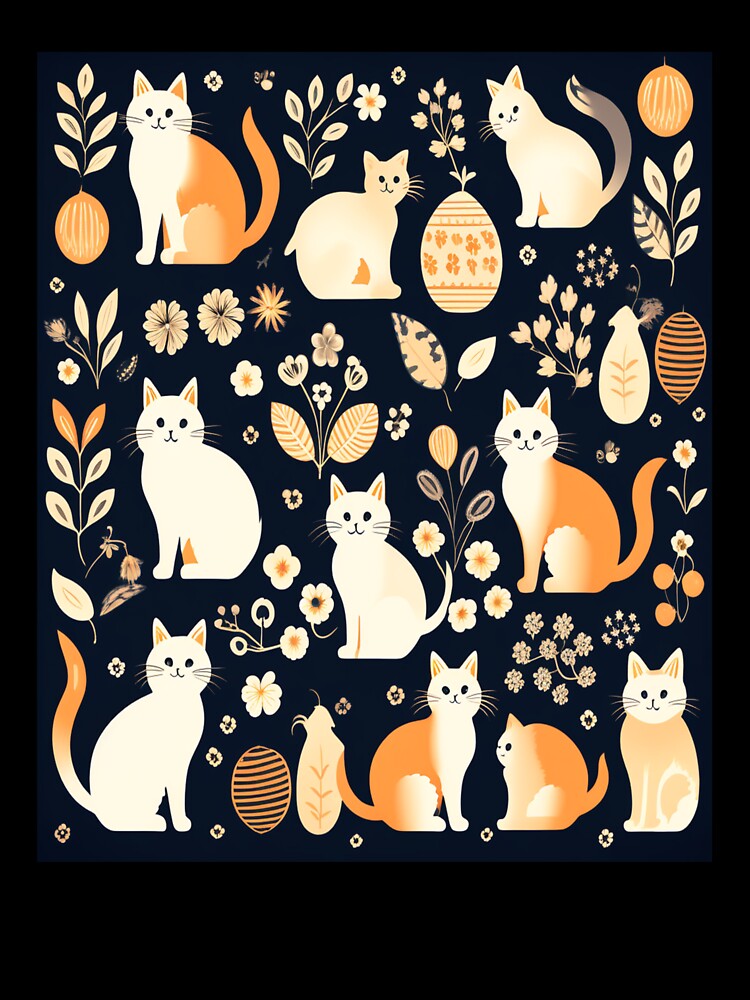 Boho - Abstract Blue Cat Pattern by PatternInArt