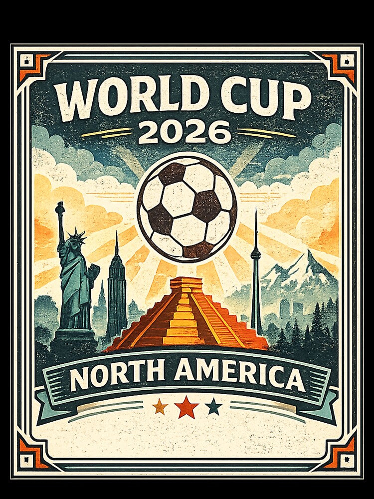 World Cup 2026 North America | Vintage Soccer Travel Poster by ArthUpscale