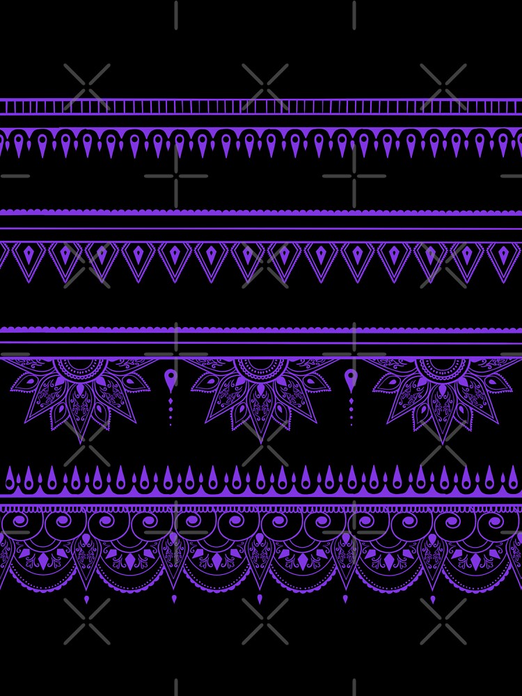 South asian patterns purple on black by Chaoticzarts
