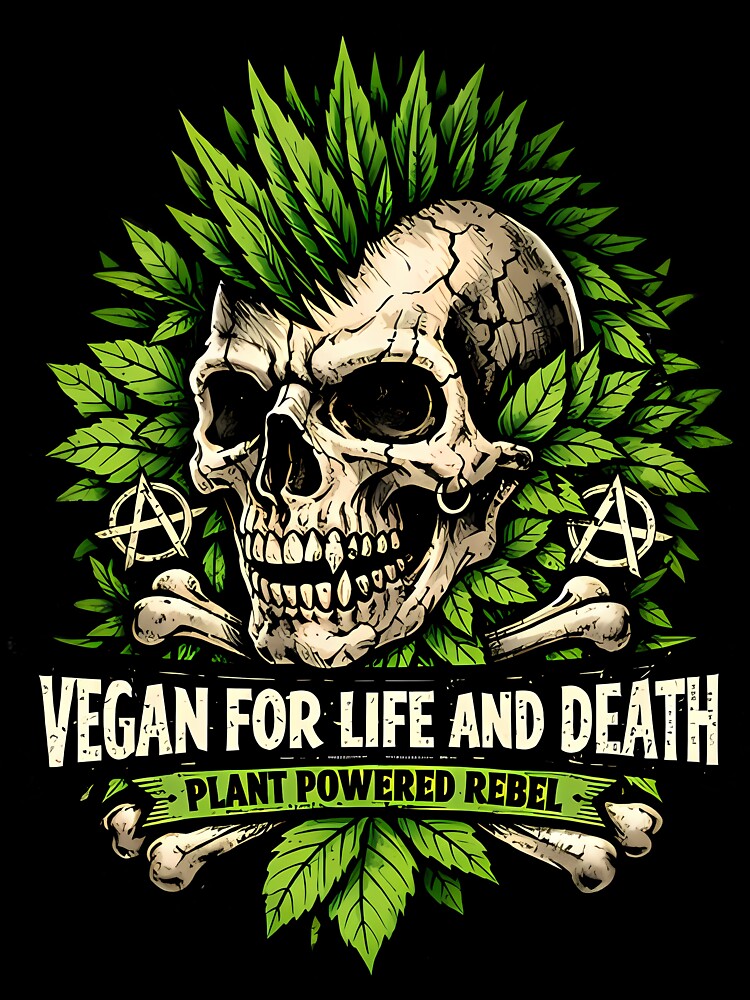 Vegan Punk Skull Plant Powered Rebel by Cat-butt-shirts