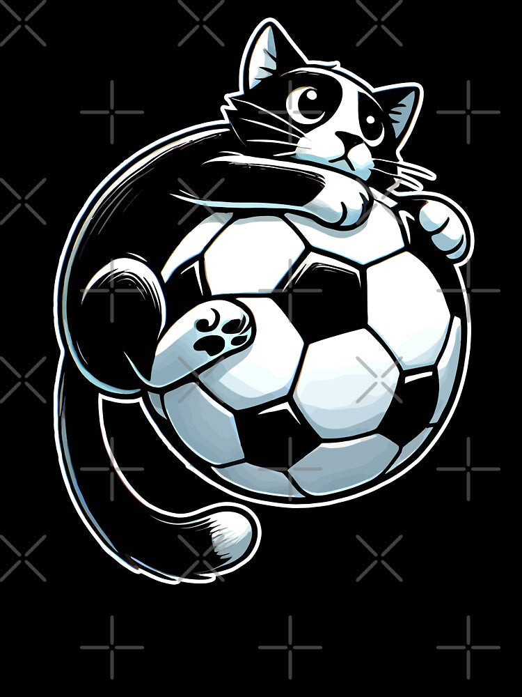 Black Cat Soccer Flying Football by nameonshirt