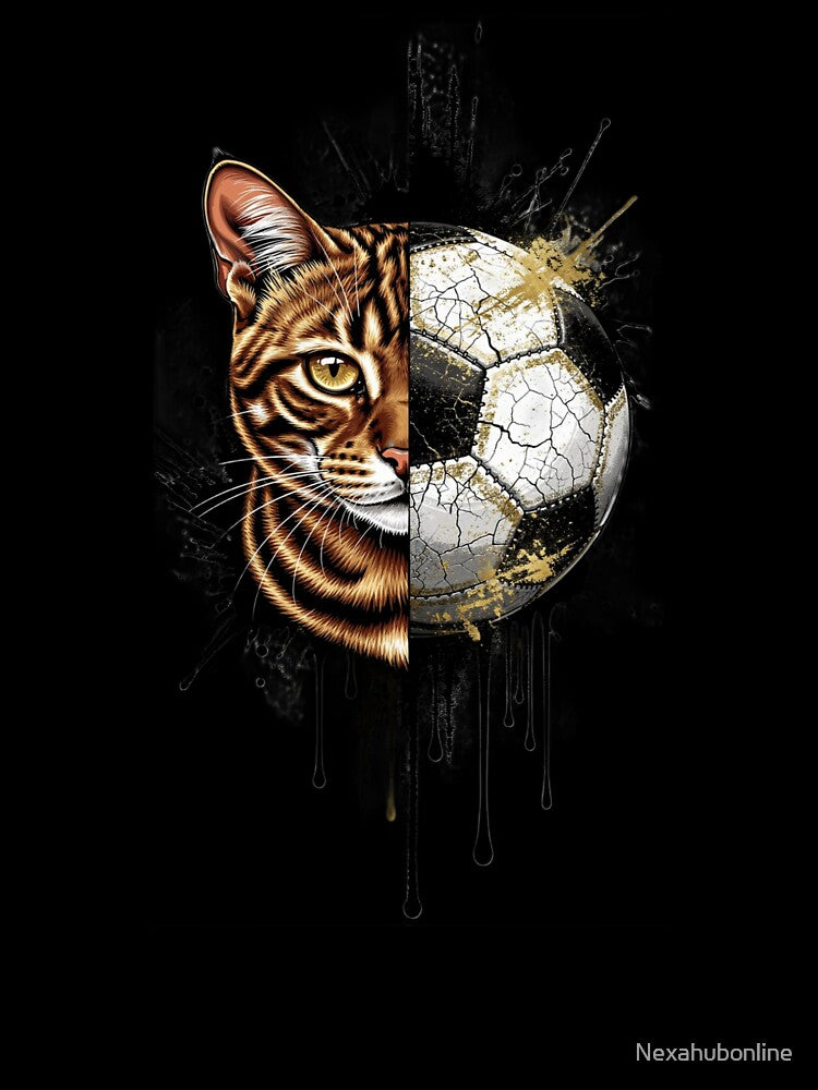 Cat & Soccer Ball Split Face | Football Lover Graphic Design by Nexahubonline
