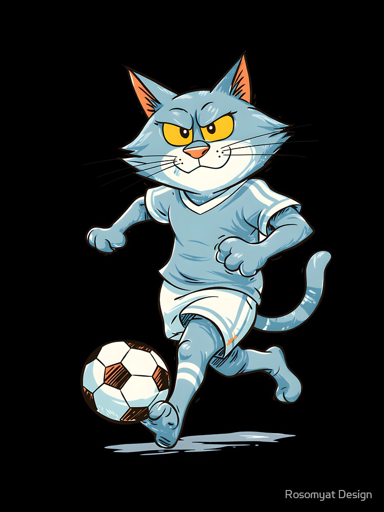 Funny Soccer Cat – Cartoon Football Cat Illustration by Rosomyat Design