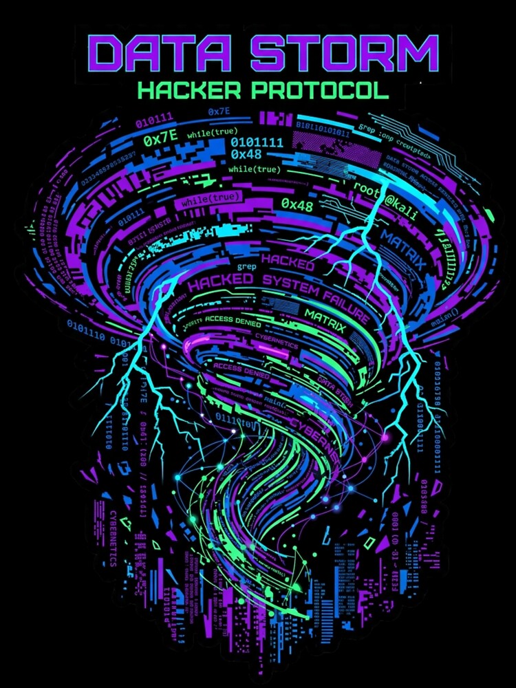 Data Storm Cyberpunk Hacker Shirt by KurtByteStudio
