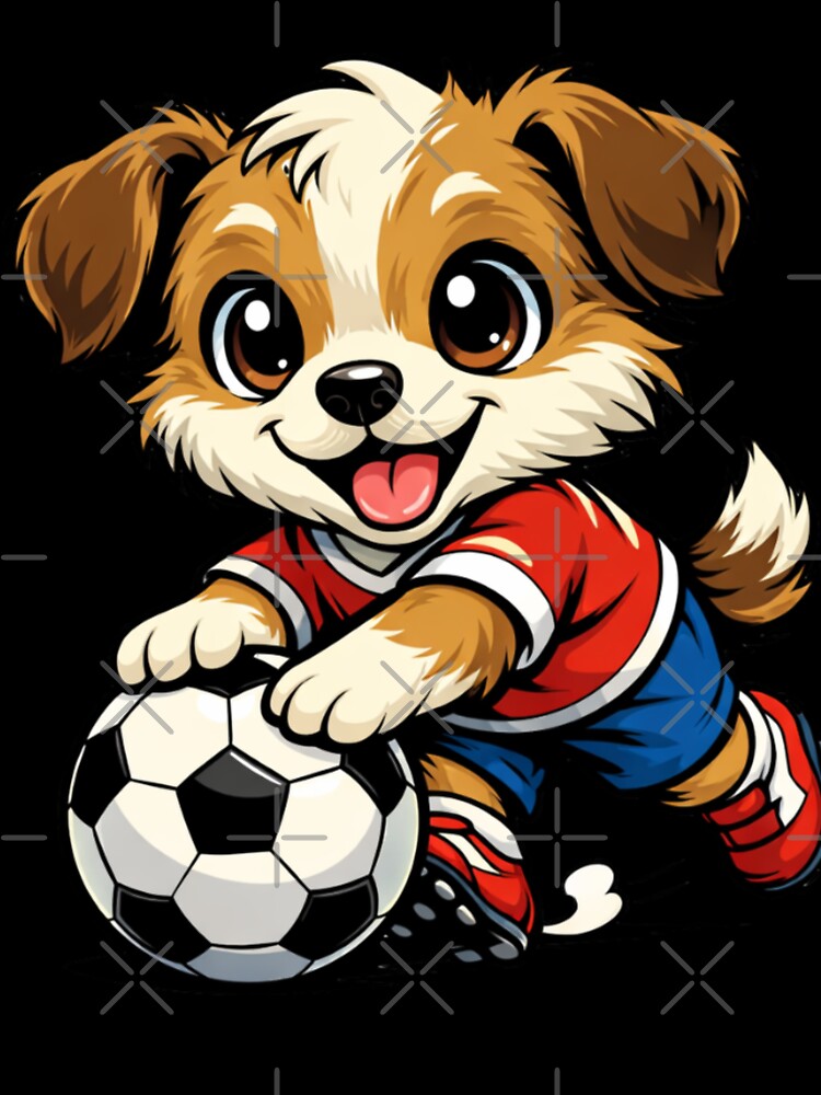 Cute Puppy Soccer Player Cartoon Dog by Tsugraf Designs