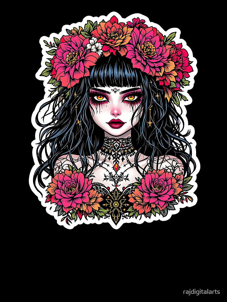 floral punk girl by rajdigitalarts