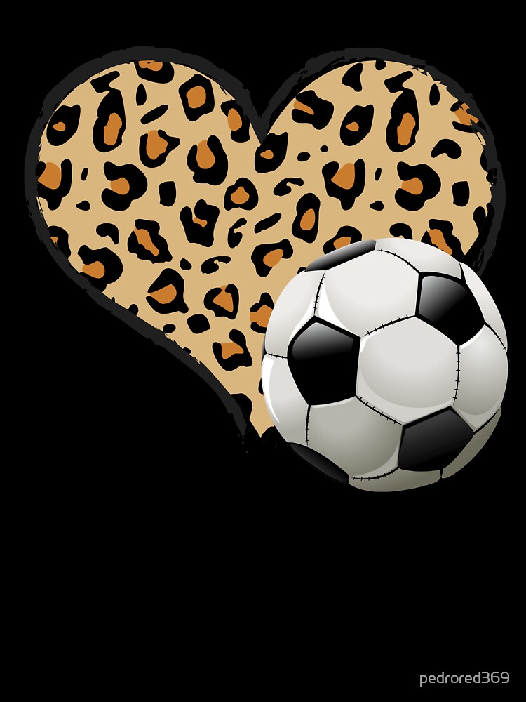 Cool Soccer Love Leopard Heart Design For Soccer Lovers ,Funny Football Sport Valentine's Day Outfit Boys And Girls by pedrored369
