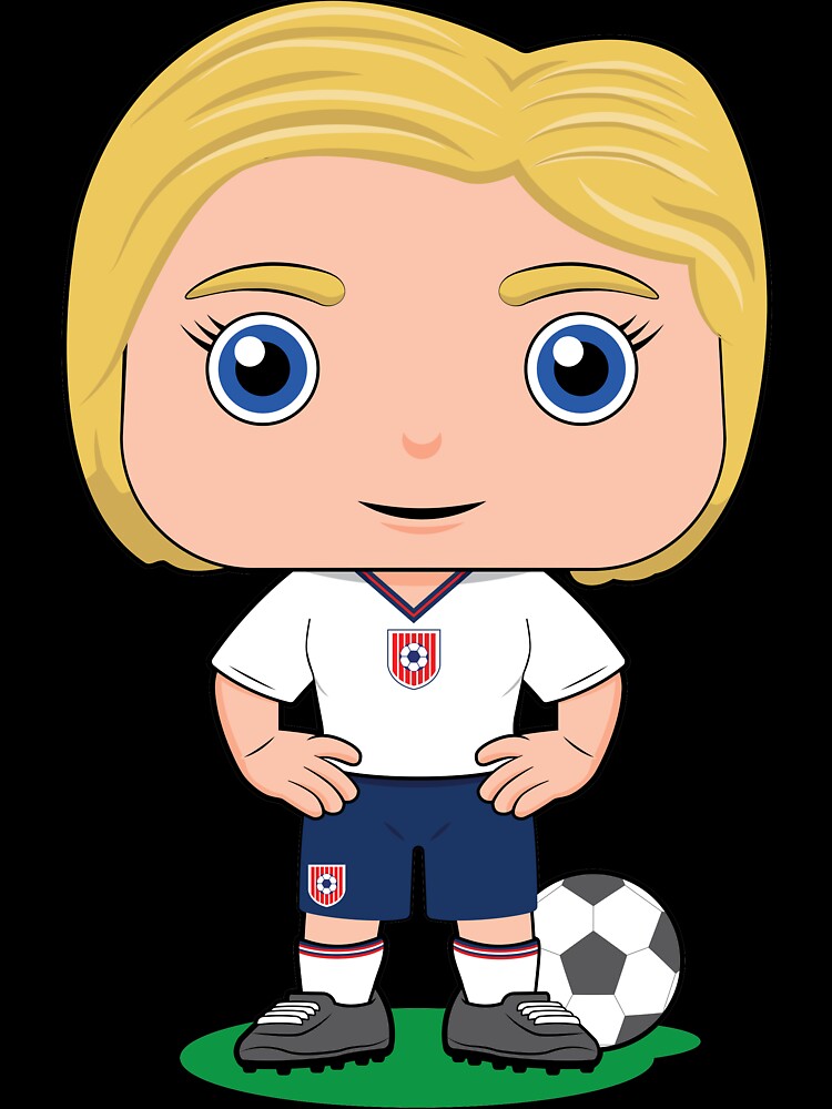 Cute soccer girl player illustration in Blue white kit by essjaydesigns