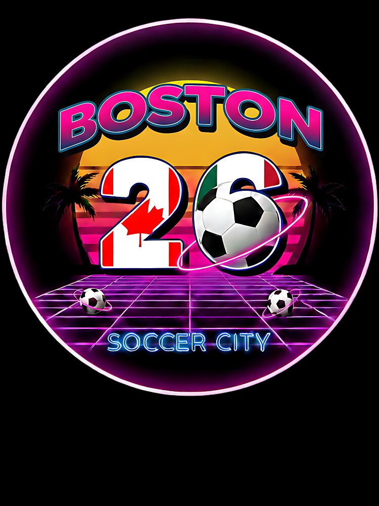 Retro Neon Boston Soccer City 2026 Emblem by Silent Watch Threads.