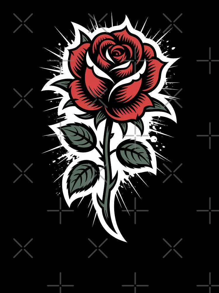 Single Rose Gothic Splatter Background Tattoo Dark Floral by Say It With Ink