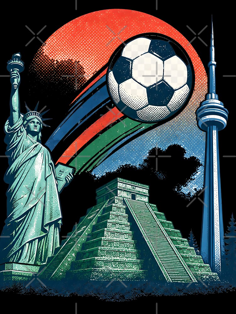 World Soccer Landmarks Vintage Football Design | USA Canada Mexico 2026 by Ikbel Studio