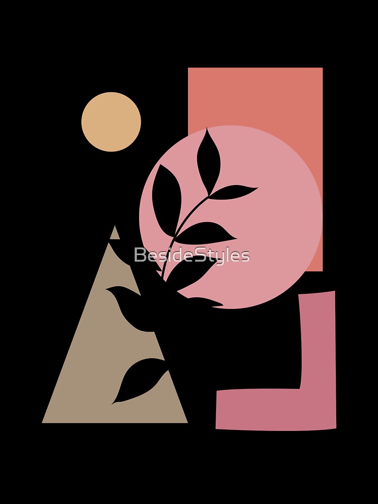 Geometric Boho | Black Leaf | Handmade Premium Prints by BesideStyles
