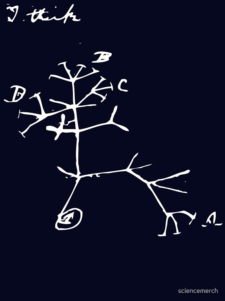 Darwin I Think Tree (White) by sciencemerch
