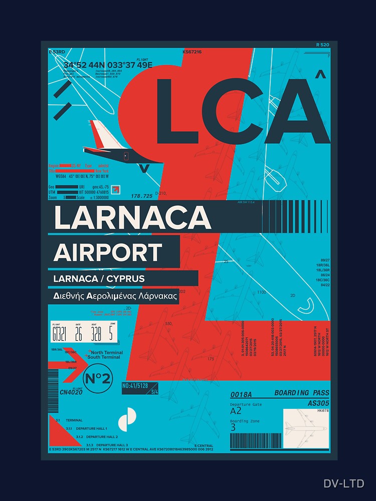 Larnaca Airport Cyprus Travel Stamp Flight Pass by DV-LTD