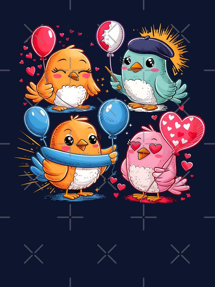 Cute Kawaii bird love earth set of 4 birds by madevdine