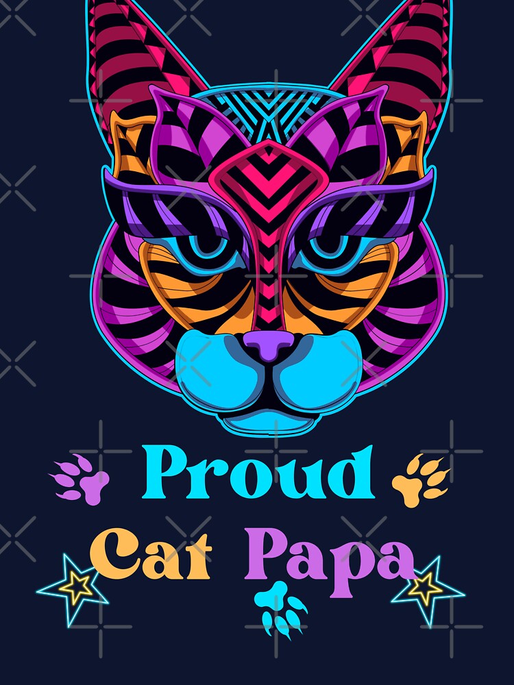Proud Cat Papa Illustrated Digital Design by mangaworldart