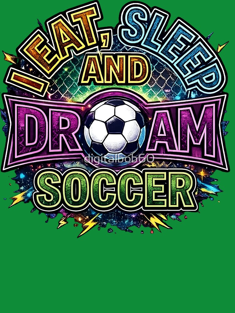 Eat Sleep DreI Eat Sleep and Dream Football Soccer Fan Neon Typographyam Football Colorful Soccer Lover Design by digitalbob60